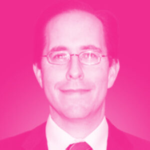 Bryan Lookatch's headshot with a hot pink filter.