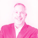 Jeff Thorburg&#039;s headshot with a hot pink filter.