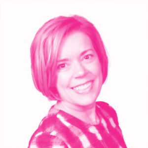 Manon Boisclair&#039;s headshot with a hot pink filter.