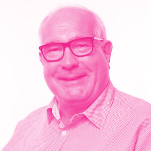 Oyvind Fylling-Jensen's headshot with a hot pink filter