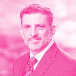 Todd Neville&#039;s headshot with a hot pink filter.